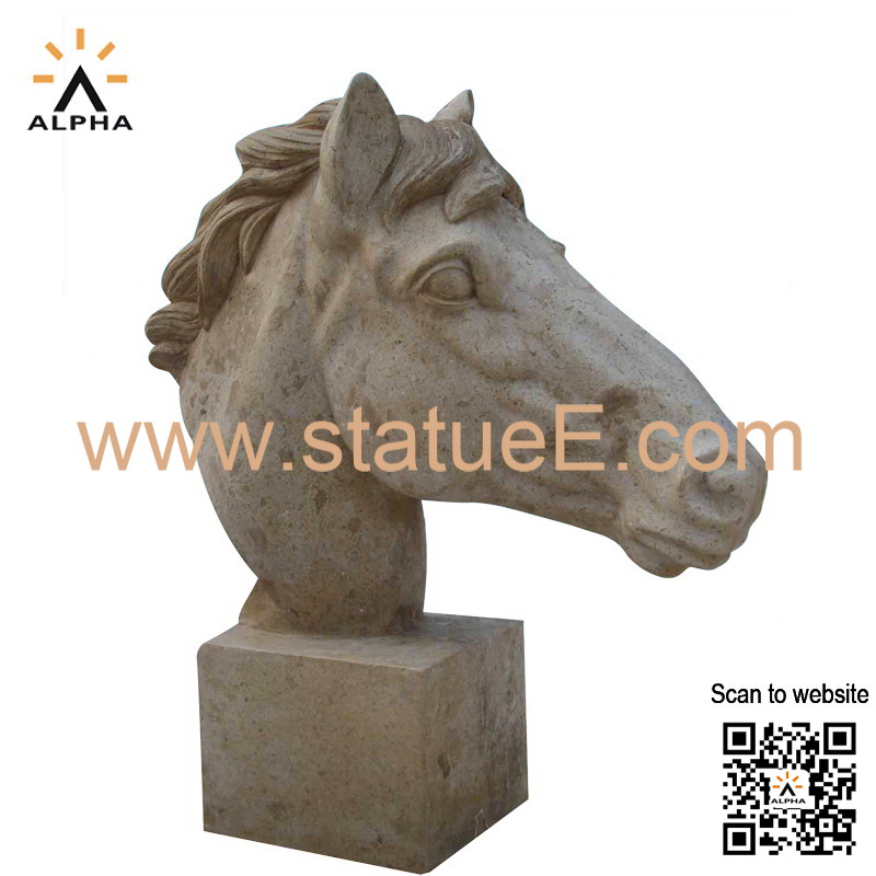 Marble horse head sculpture